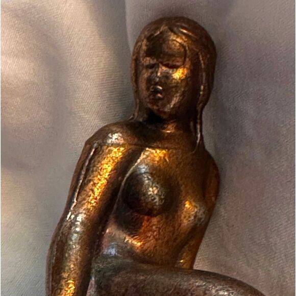 Little Mermaid’ 3” Copenhagen Bronze Figure on Rock Kobenhaven Vintage 19 - Picture 3 of 7